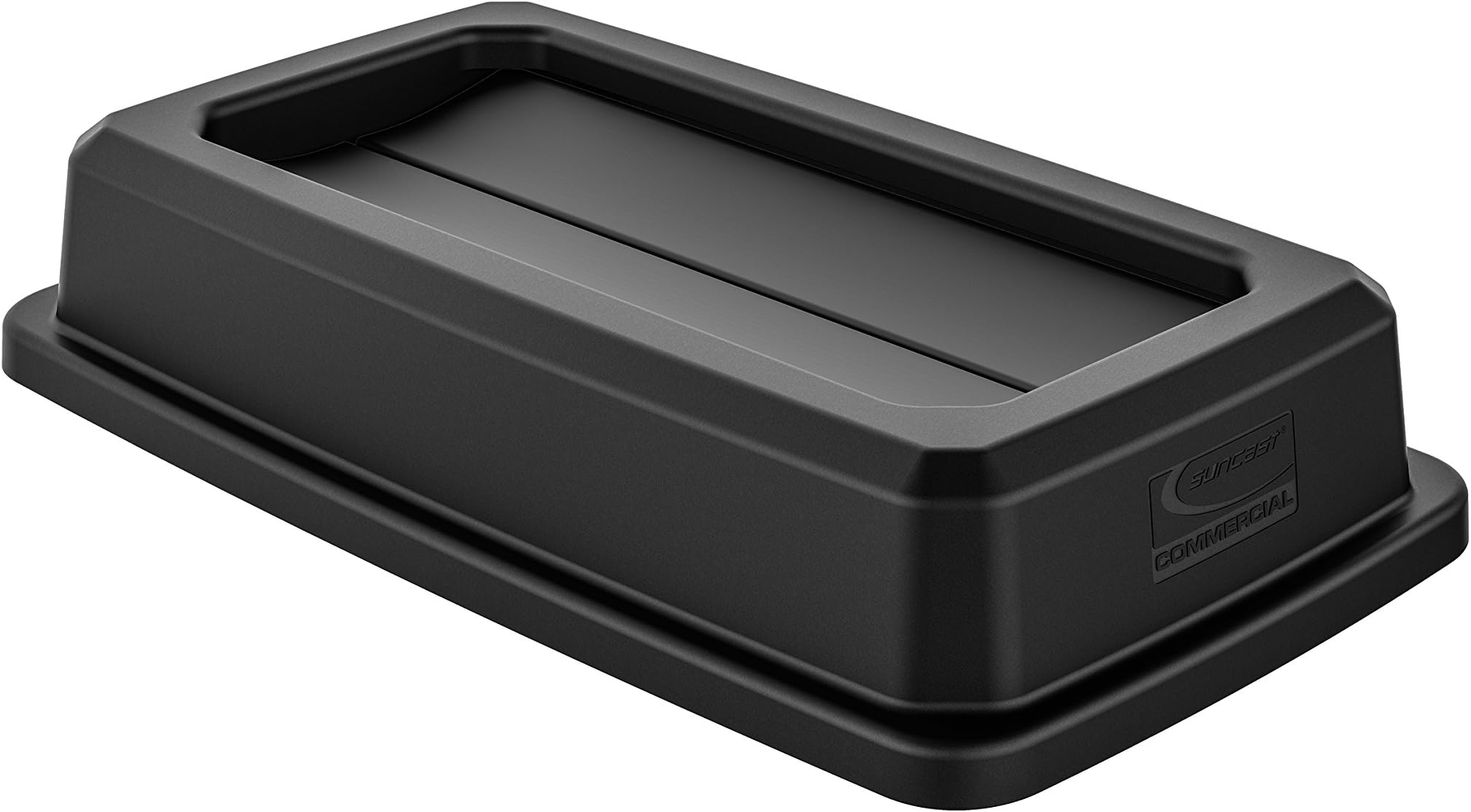 Suncast Commercial Resin Lid with Double Flip Top for 23 Gallon Slim Trash Cans, Snap-On Design for Easy Trash Disposal, Black, Made in the USA
