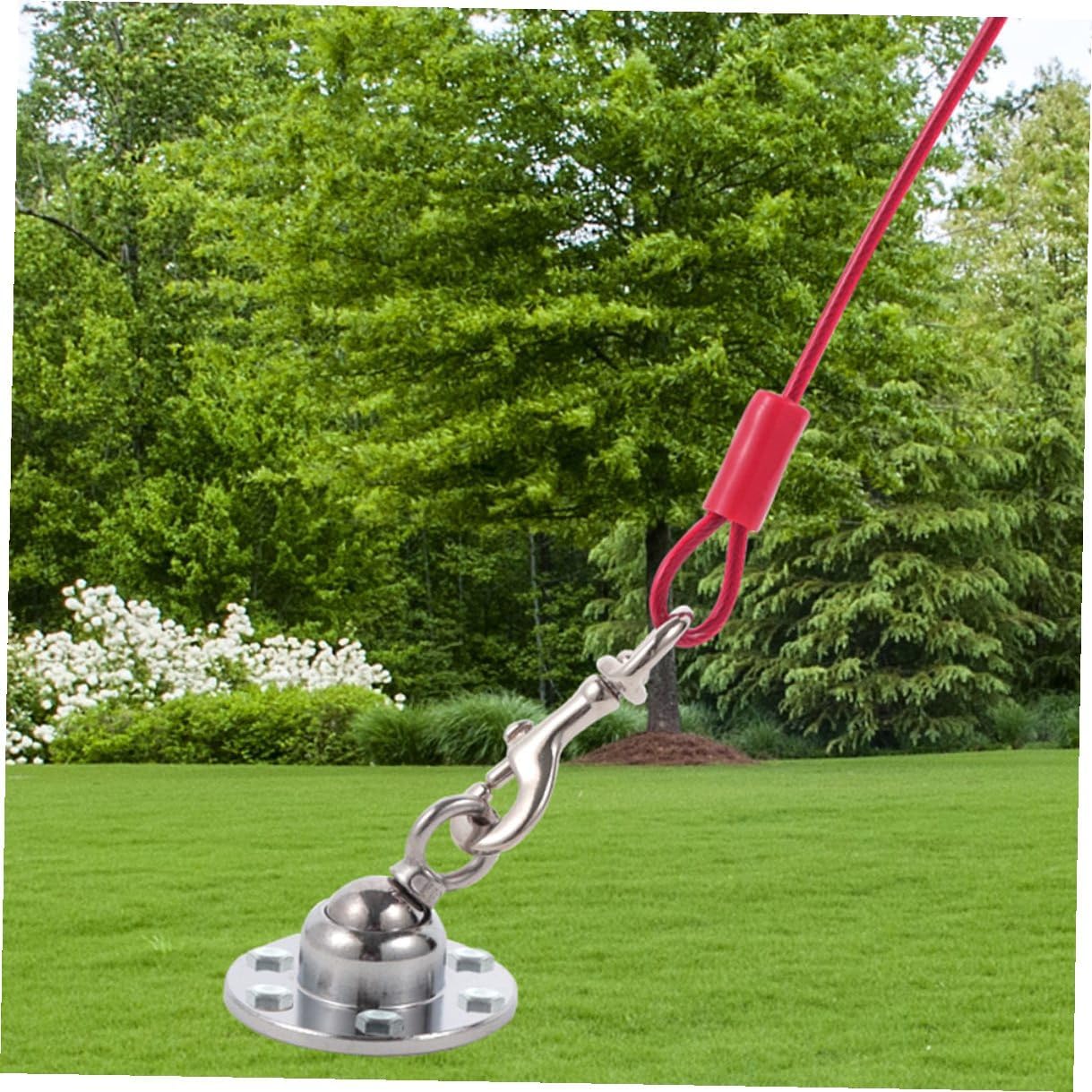 Rotating Stainless Steel Dog Tie Out Stake with Round Ball Design Outdoor Pet Fixing Pile for Camping and Large Dogs Wire Rope Attachment