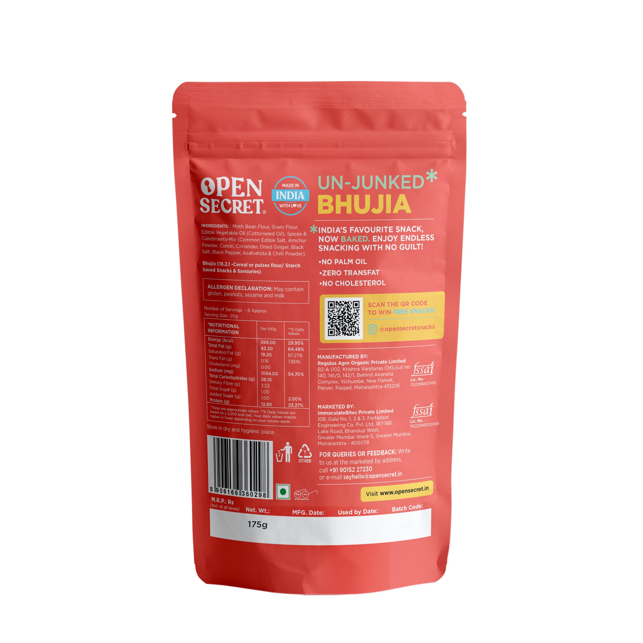 Open Secret Unjunked Bhujia | Namkeen| Baked not Fried | No Palm Oil | Crunchy Tasty Snacks| Tea Coffee Time | Zero Trans Fat| No Cholesterol (Pack of 1) 2