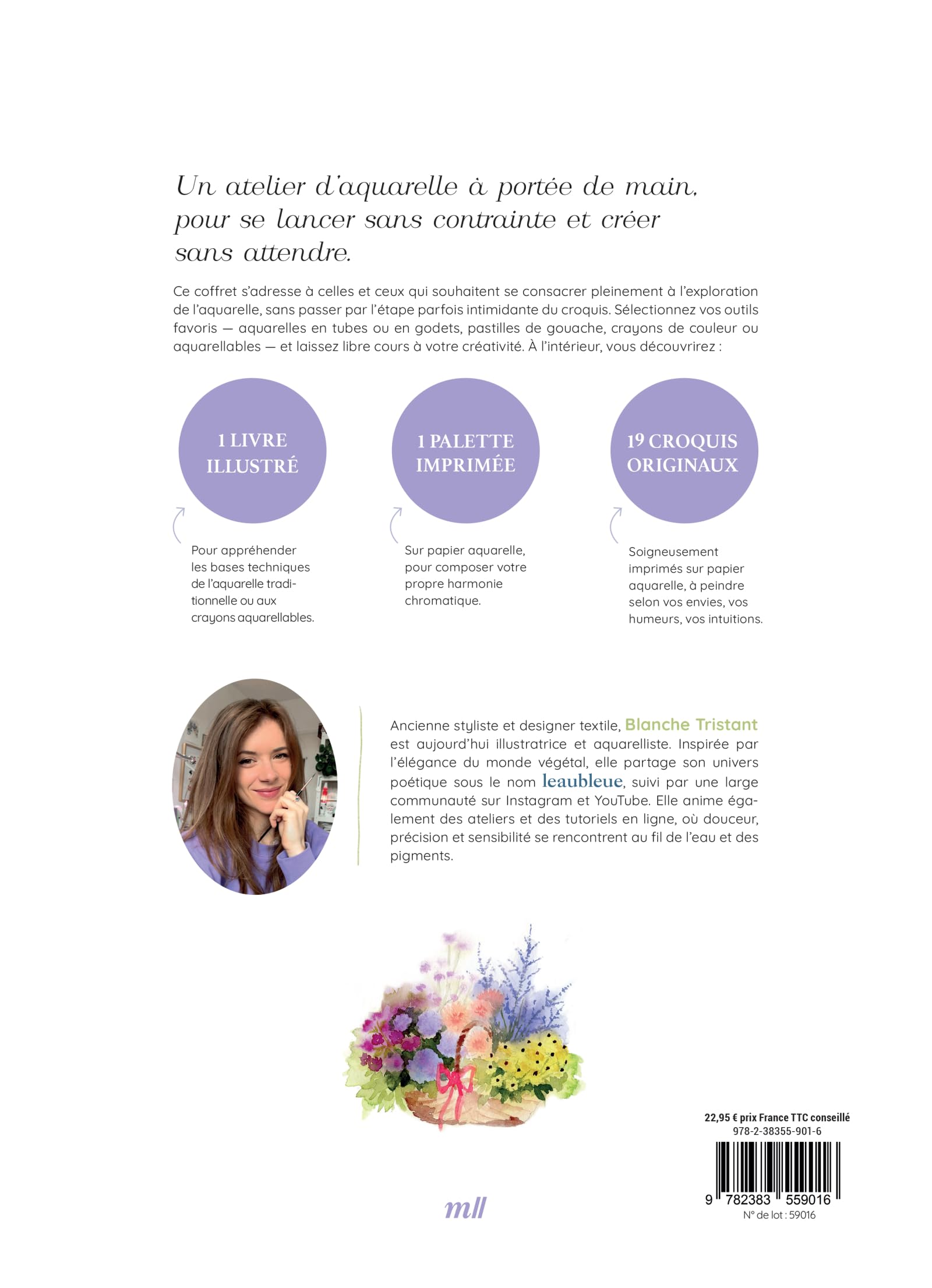 Coffret - L’atelier de l’aquarelle fleurie (1 livre et des feuilles papier aquarelle): 1 livre de méthodes pour s’initier + 20 modèles inédits à peindre