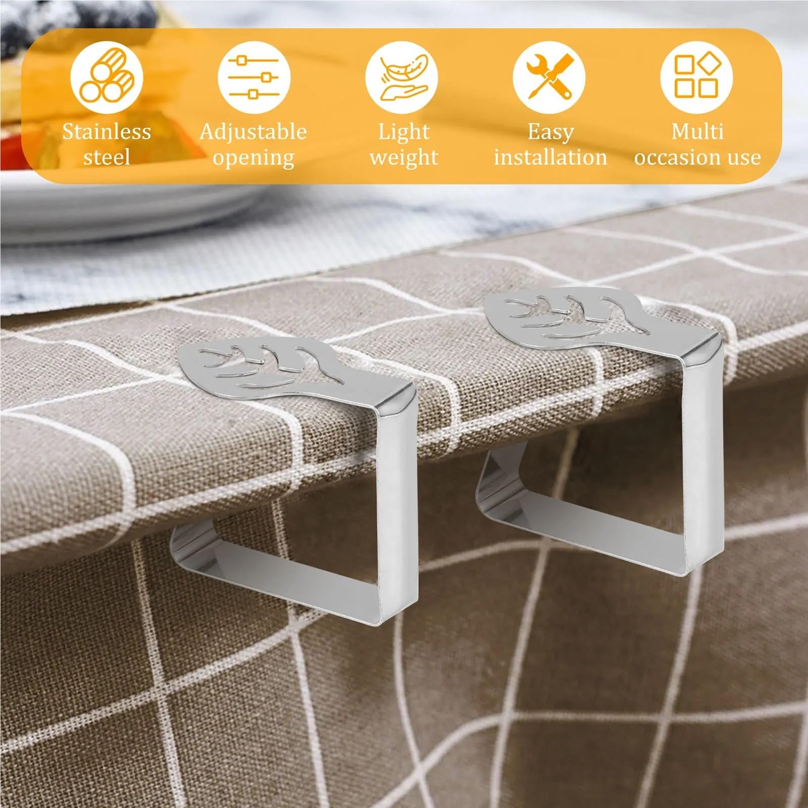 Ferma Tovaglia da Tavola Clip for tovaglia 40 Pezzi Morsetti for Copertura tovaglia in Acciaio Inossidabile Supporto Regolabile Portatile for la casa