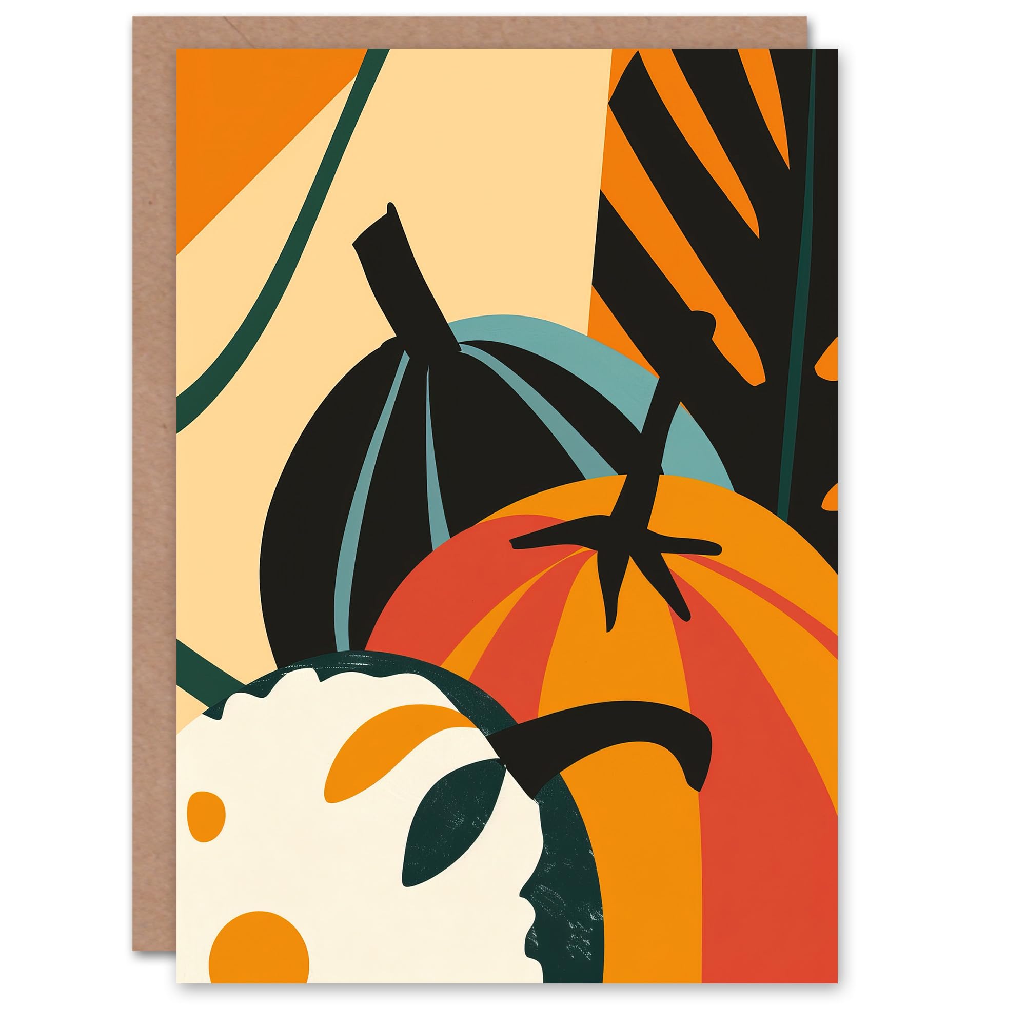 Artery8 Greeting Card Butternut Squash Pumpkin Abstract Painting Bold Blank For All Him Or Her Art Birthday Card