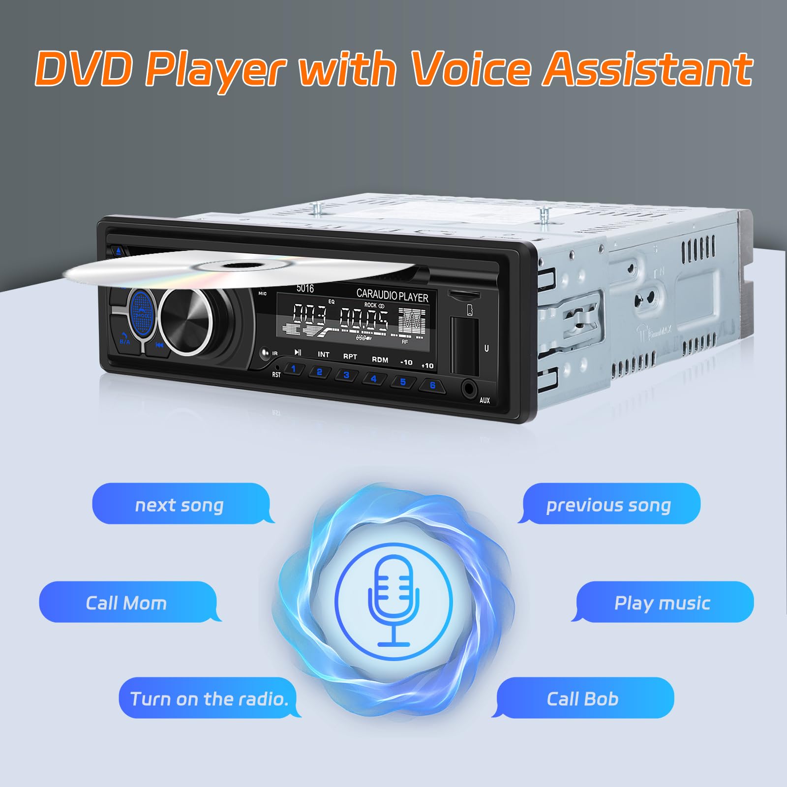 1Din Autoradio CD Player - Radio Mit Cd Player mit Bluetooth Freisprechfunktion - Audio Empfänger mit AM/FM Radio - DVD/USB/SD Karten/AUX Anschluss + Fernbedienung