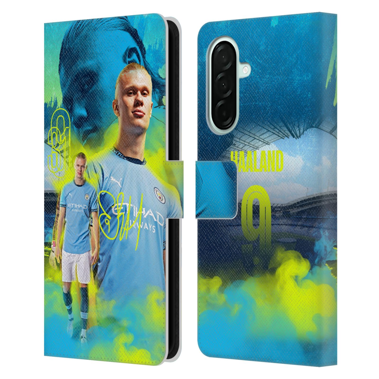 Head Case Designs Officially Licensed Manchester City Man City FC Erling Haaland 2024/25 First Team Leather Wallet Case Compatible With Samsung Galaxy A26 5G