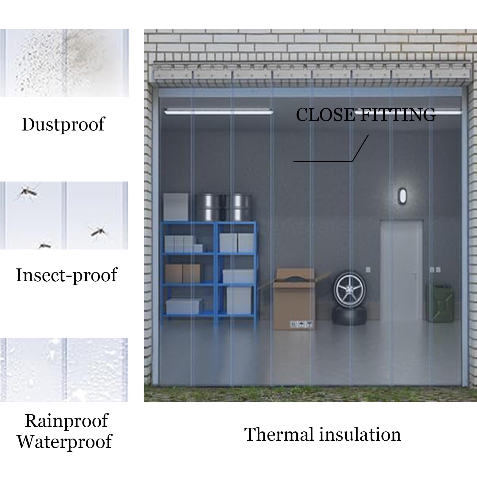 Tende verticali in PVC impermeabile, tenda a strisce in plastica resistente per congelatore, magazzino, patio, garage, uso industriale e negozio (75 x 200 cm)