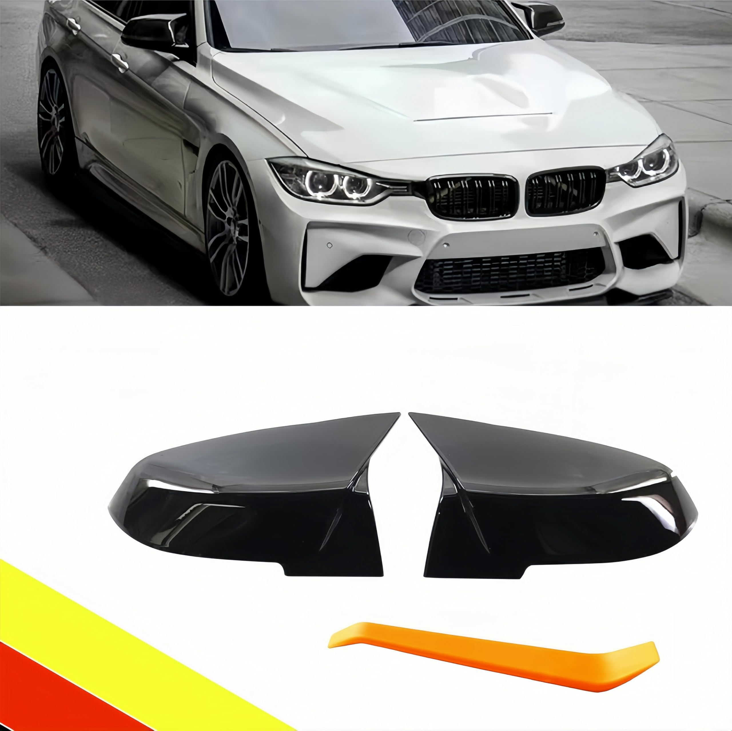 POETRYXIAO Couvre-rétroviseur de voiture compatible avec B-MW 1er F20 F21/2e F22 F23 F87/3e F30 F31 F34/4e F32 F33 F36/i3 I01/X1 E84, adapté pour le tuning (Noir brillant)