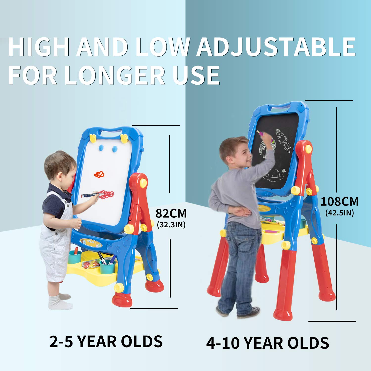 Easel for Kids Toddler Easel Dry Erase Board and Chalkboard Double