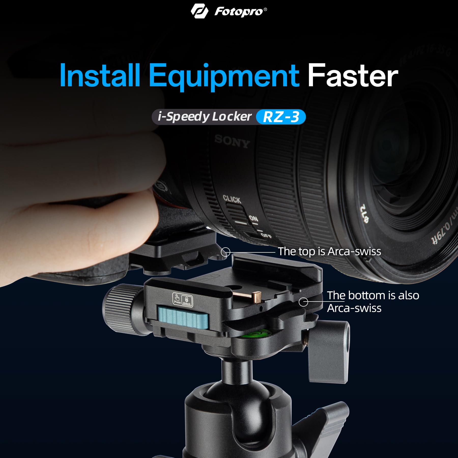 Fotopro RZ-3 Piastra A Sgancio Rapido | Attacco Universale Con Vite 1/4 Per DSLR E Mirrorless | Compatibile Con Gimbal E Monopiedi