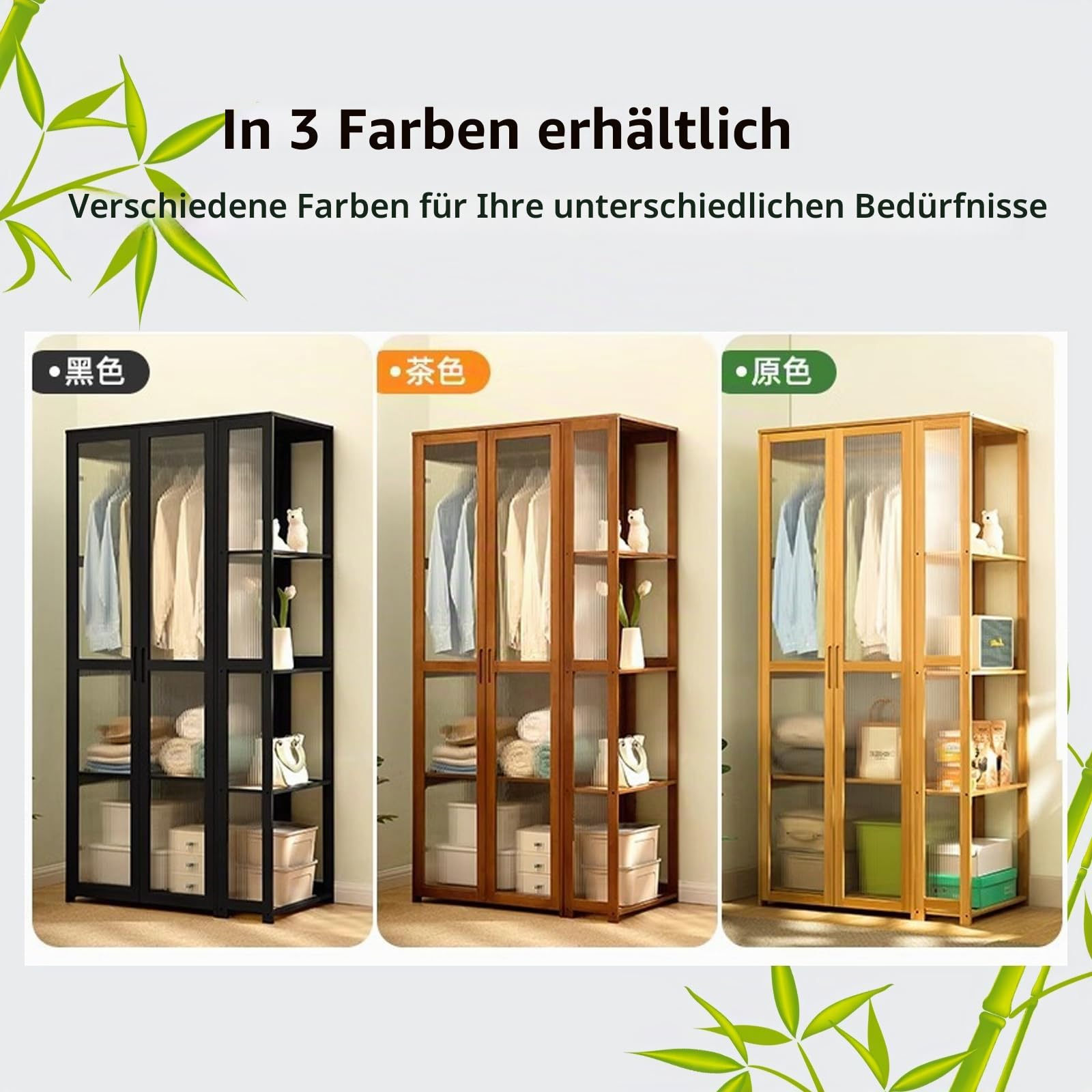 Transparentes Acryl-Garderoben-/Schlafzimmer-Schrank-Aufbewahrungsregal, transparentes Tür-Aufbewahrungsregal für Wohnzimmer/Schlafzimmer, einfach zu montieren-Schwarz64*47 * 170