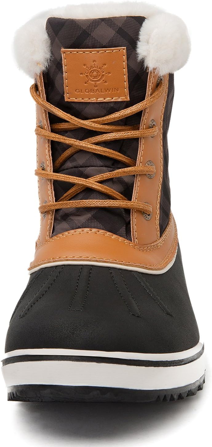 GLOBALWIN Women's 1727 Waterproof Snow Boots (8 (M) US Women's, 1727BLACK/CAMEL)