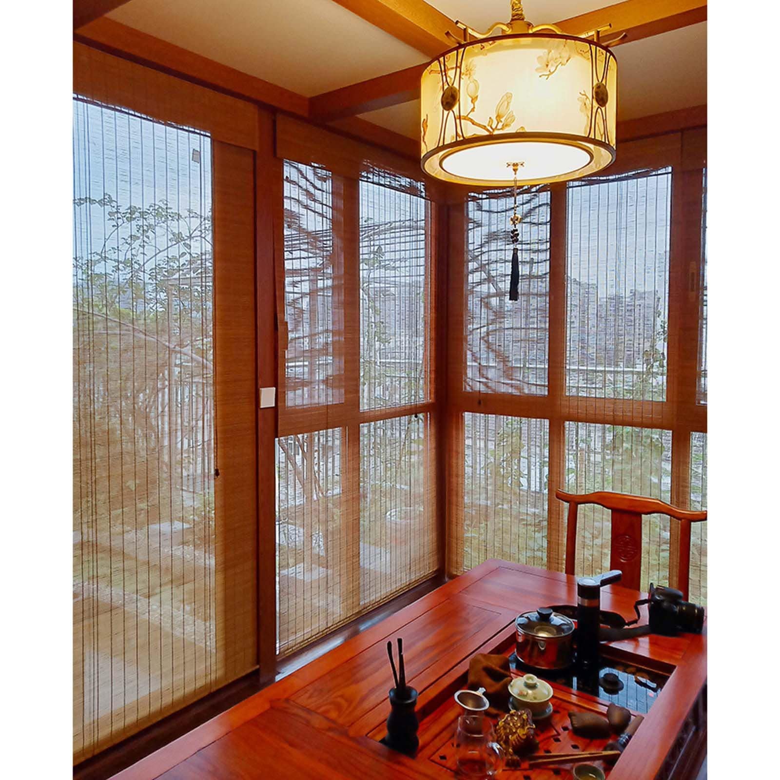 Holz Jalousien-Bambus Fenster Rollos-außenbalkon Sichtschutz Jalousien-natürliche Karbonisierte Römische Rollläden-atmungsaktive Bambus Sonnenschutz Jalousien,WxH-70x180cm/28x71in