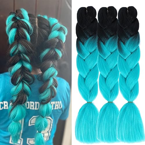 Miniatura 4 de Cabello trenzado de mezcla de fibras sintéticas sedosas, tamaño jumbo, colores de arcoíris morado, rojo y rosa, extensiones de cabello Kanekalon