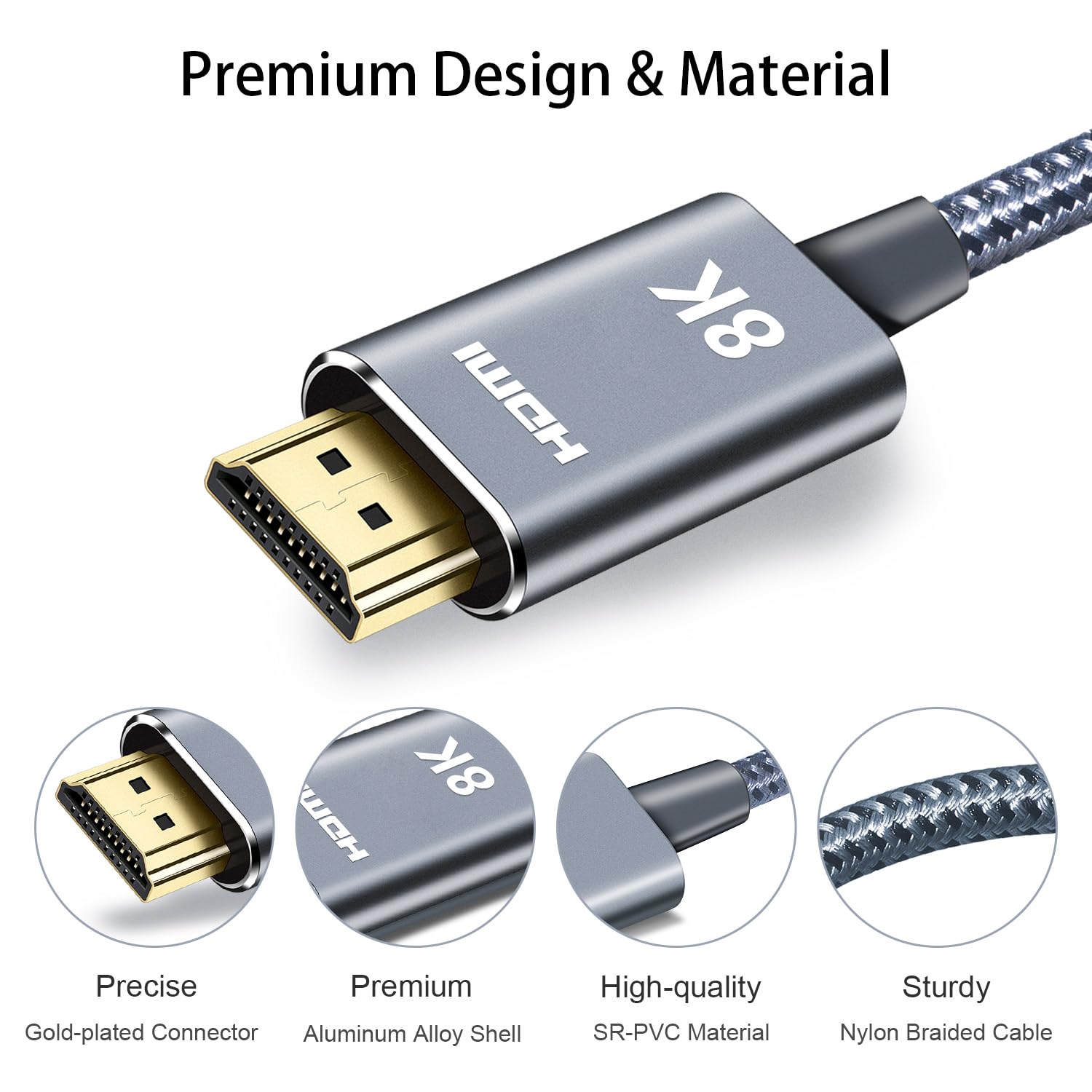 LEADSTAR Cavo HDMI in fibra ottica 8K 4K 30,5 m, 8K 60Hz / 4K 120Hz, 48Gbps ad alta velocità lungo HDMI 2.1 cavo intrecciato | Ultra HD, HDR10, 2160p, eARC, 3D, HDCP 2.2 | per Xbox, PS5, TV, laptop