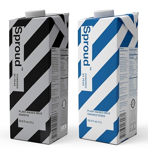 SPROUD Paquete de leche vegana de proteína de guisante Barista y sin azúcar 33.8 onzas líquidas (2 paquetes de 6) Leche estable a base de plantas