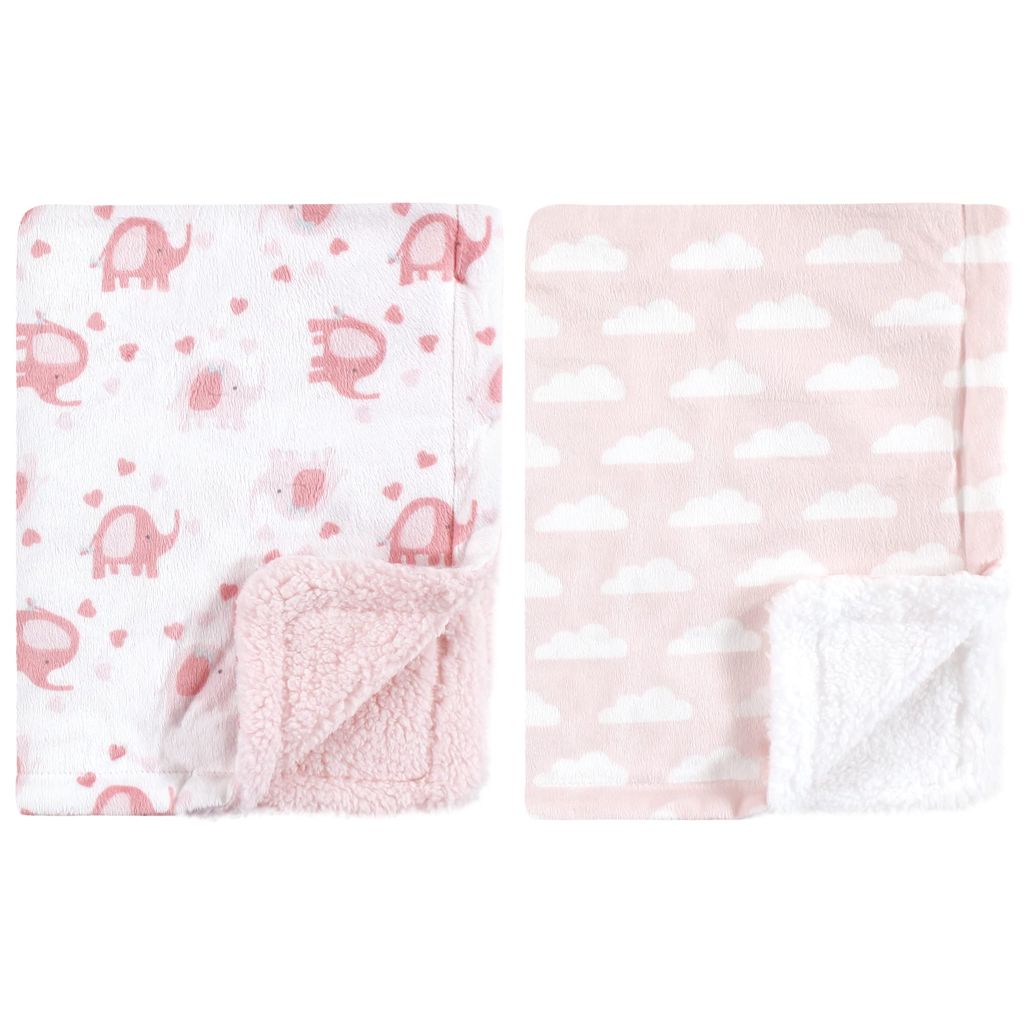 Luvable Friends Unisex Baby Plush Blanket with Sherpa Back, Girl Basic Elephant, One Size