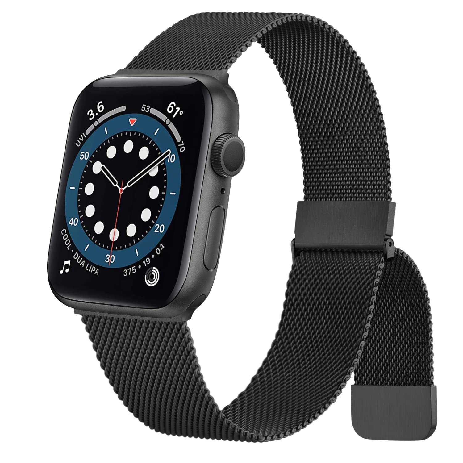 Cocolin Metal Stainless Steel Bands Compatible with Apple Watch Bands 38mm 40mm 41mm 42mm 44mm 45mm, Loop Magnetic Milanese Mesh Strap for iWatch Series 8 7 6 5 4 3 2 1 SE Women Men (42mm, Black)