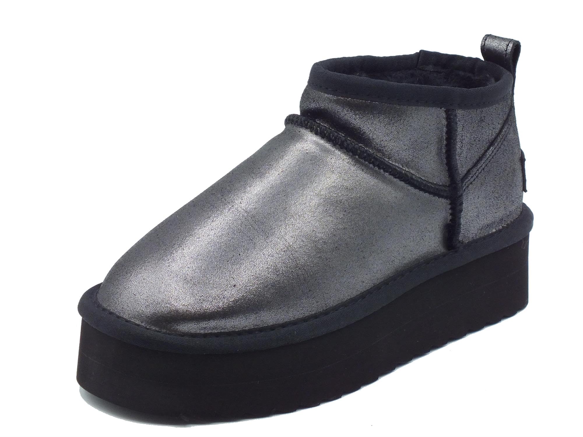 Colors of California HC.YWPLAMET Black mammuttini per Donna in Tessuto Nero con Pile Zeppa Bassa