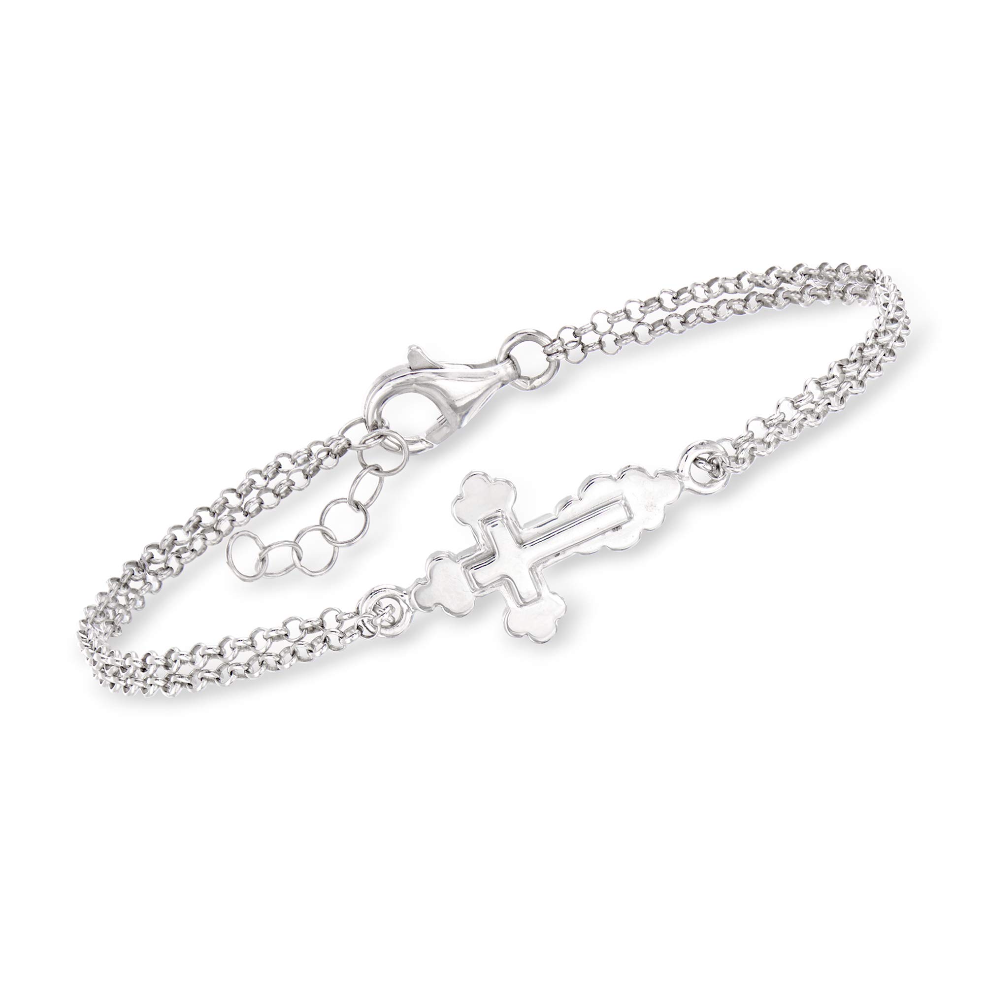 Ross-Simons Italian Sterling Silver Cross Bracelet. 7 inches