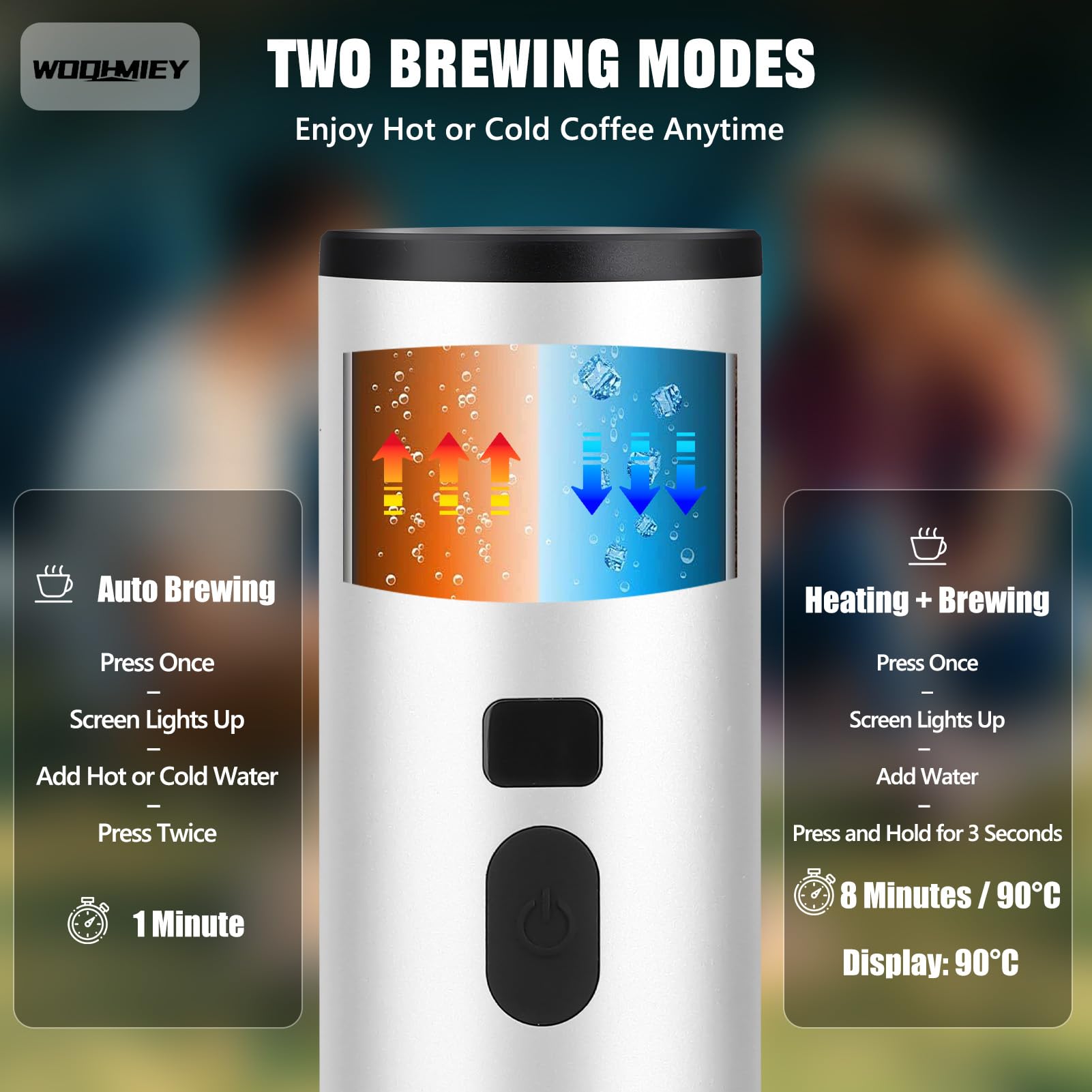 Cafetera eléctrica portátil de cápsulas con autocalentamiento y Pantalla, Recargable, 7800 mAh, Compatible con cápsulas Dolce Gustos y café molido, Ideal para Viajes, Oficina y Hog