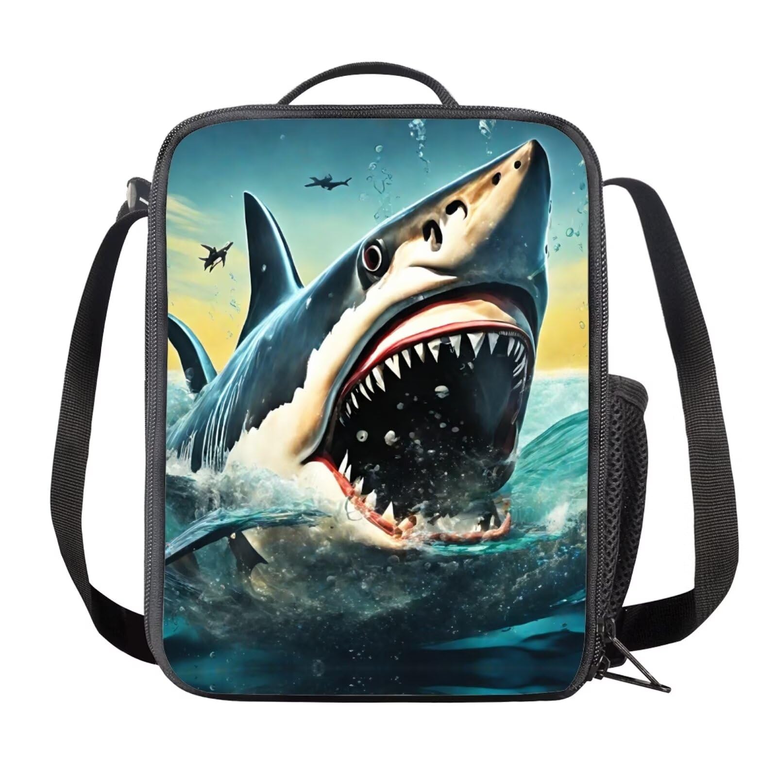 chaqlin Animal Shark School Lunch Bags for Boys Kids Lunch Box Thermal Lunch Containers for Kids Teens Picnic Food Container Portable Women Work Bags Ocean Shark Lunch Tote Bags โ image 1