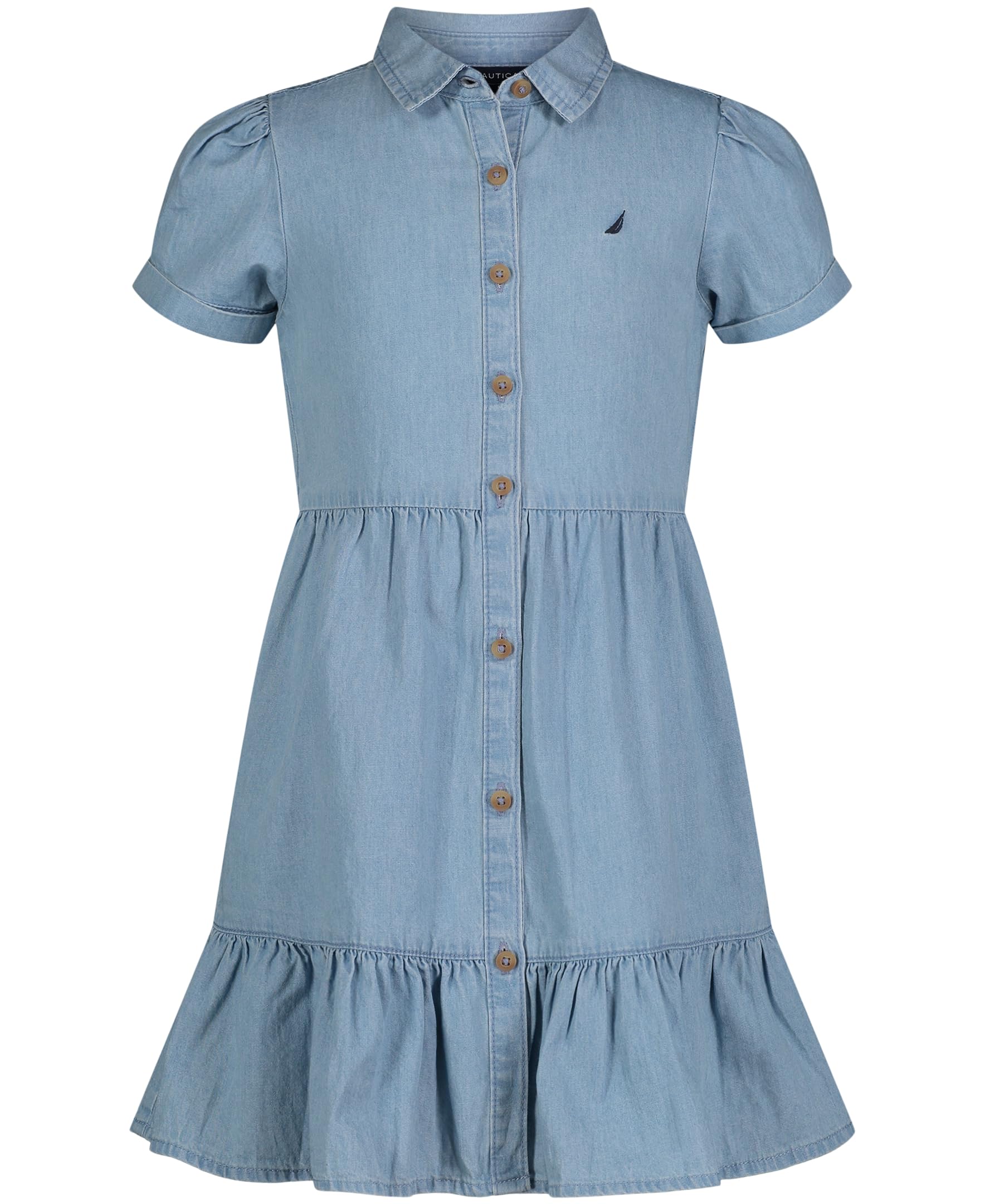 Nautica Short And Long Sleeve Shirt Dress, Chambray & Dark Denim Colors Vestito Bambine e Ragazze