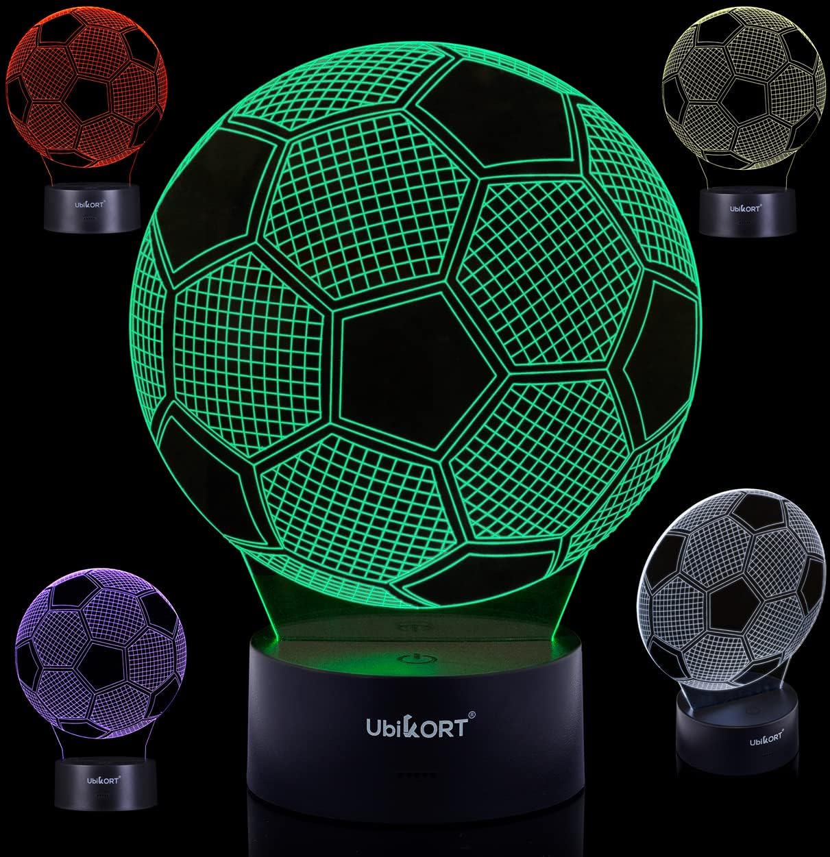 3D Soccer Lamp, Soccer Gifts for Boys and Girls, Soccer Goal Led Night Light, Sports Lamp Decor, Helps Kids Sleep Better with a Glow Light, 8 Modes Color (6.5Ft USB Cord)