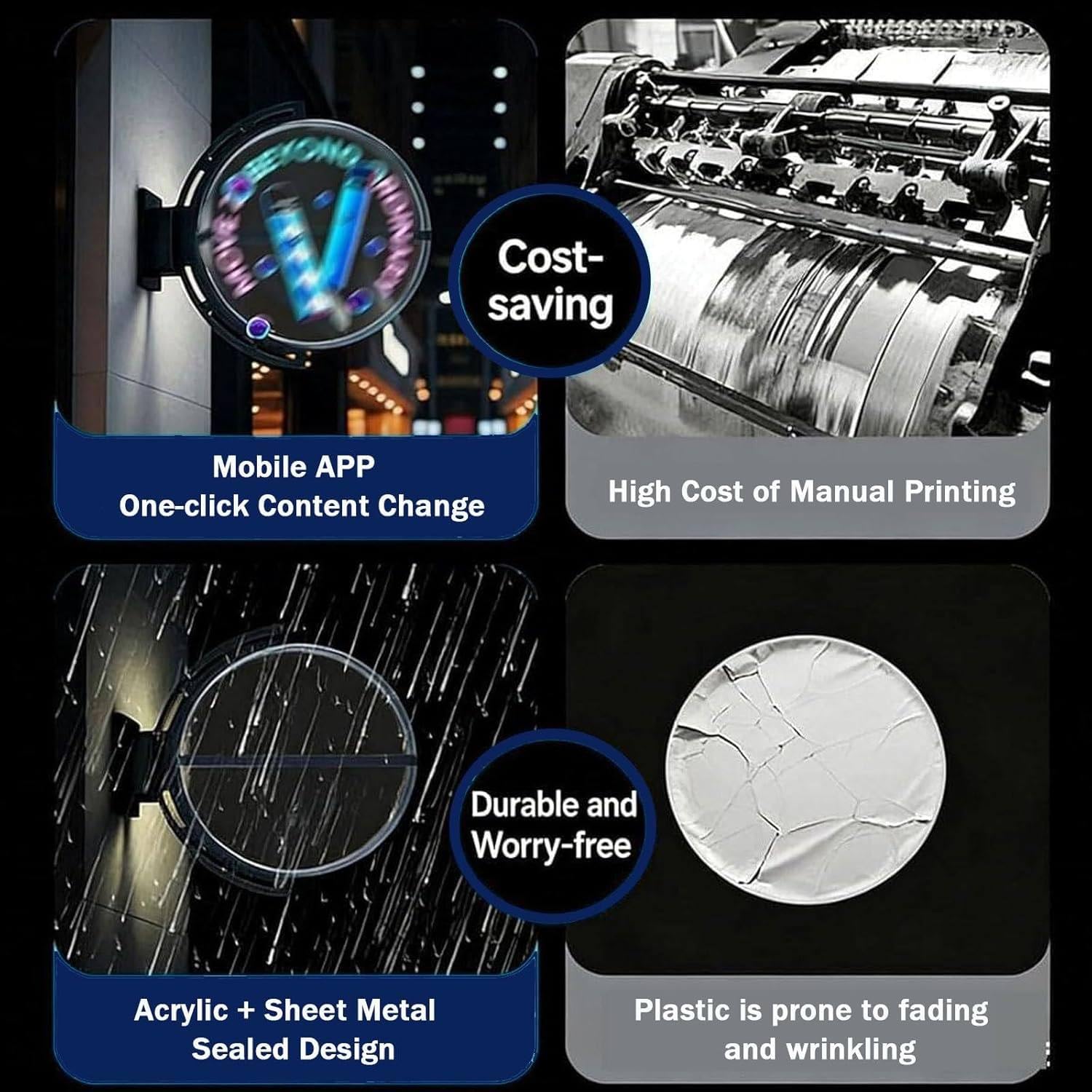 Projektor wentylatora LED z hologramem 3D, dwustronny podświetlany wyświetlacz 3D, niestandardowy hologram, wodoodporny znak biznesowy LED do restauracji, kawiarni, witryn sklepowych, do użytku na