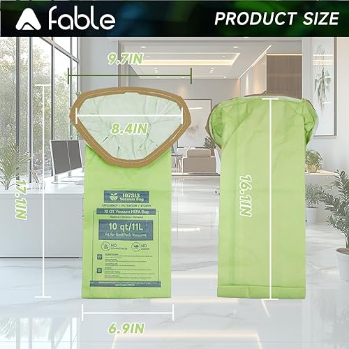 Miniatura 7 de Paquete de 20 bolsas de aspiradora de mochila 107313 compatibles con aspiradora ProTeam de 10 cuartos de galón, reemplaza #107313 con cuello