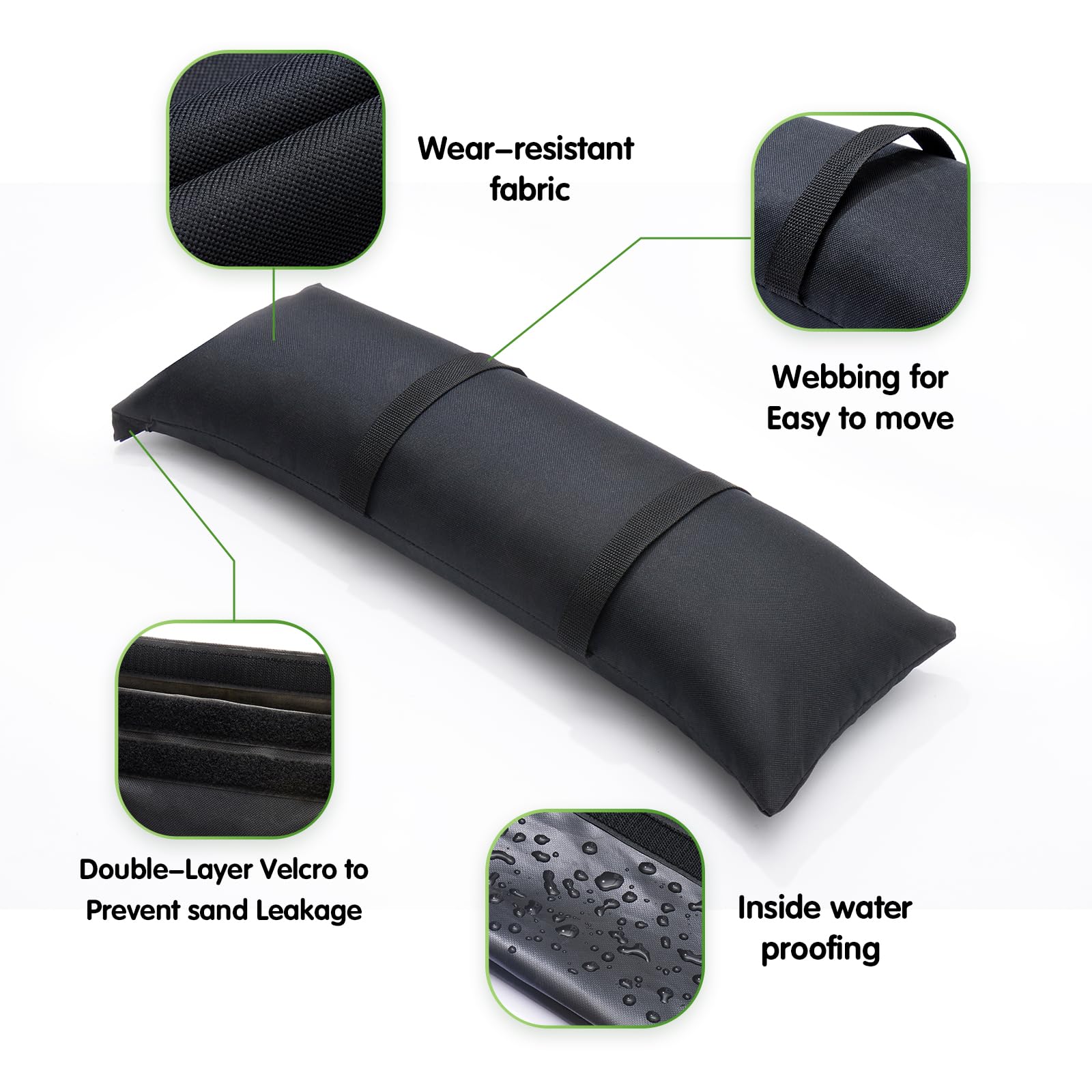 Juego De 2 Bases De Sombrilla Rellenables, Hasta 90 Lbs (45 Lbs Cada Una) - Bolsas De Arena De Oxford, Con Cierre De Gancho Y Asas Antideslizantes