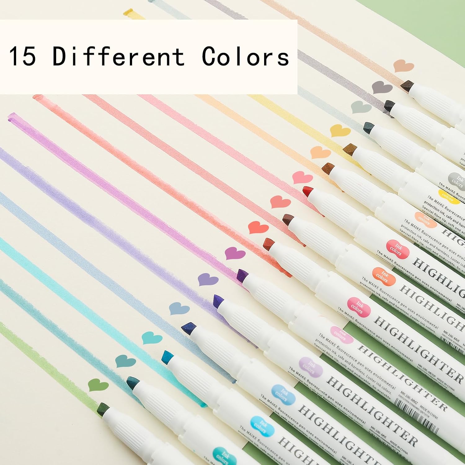Pastel Highlighters - 15 Pcs Assorted Colors Dual Tip Real Mild Highlighter Markers, Chisel & Fine Tips for Bible Journaling, Note Taking, School Supplies, No Bleed image 2