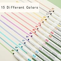 Vista 2 de Resaltadores suaves reales, marcadores pastel de colores surtidos, marcadores de doble punta, cincel y puntas finas para colorear, subrayar, 15