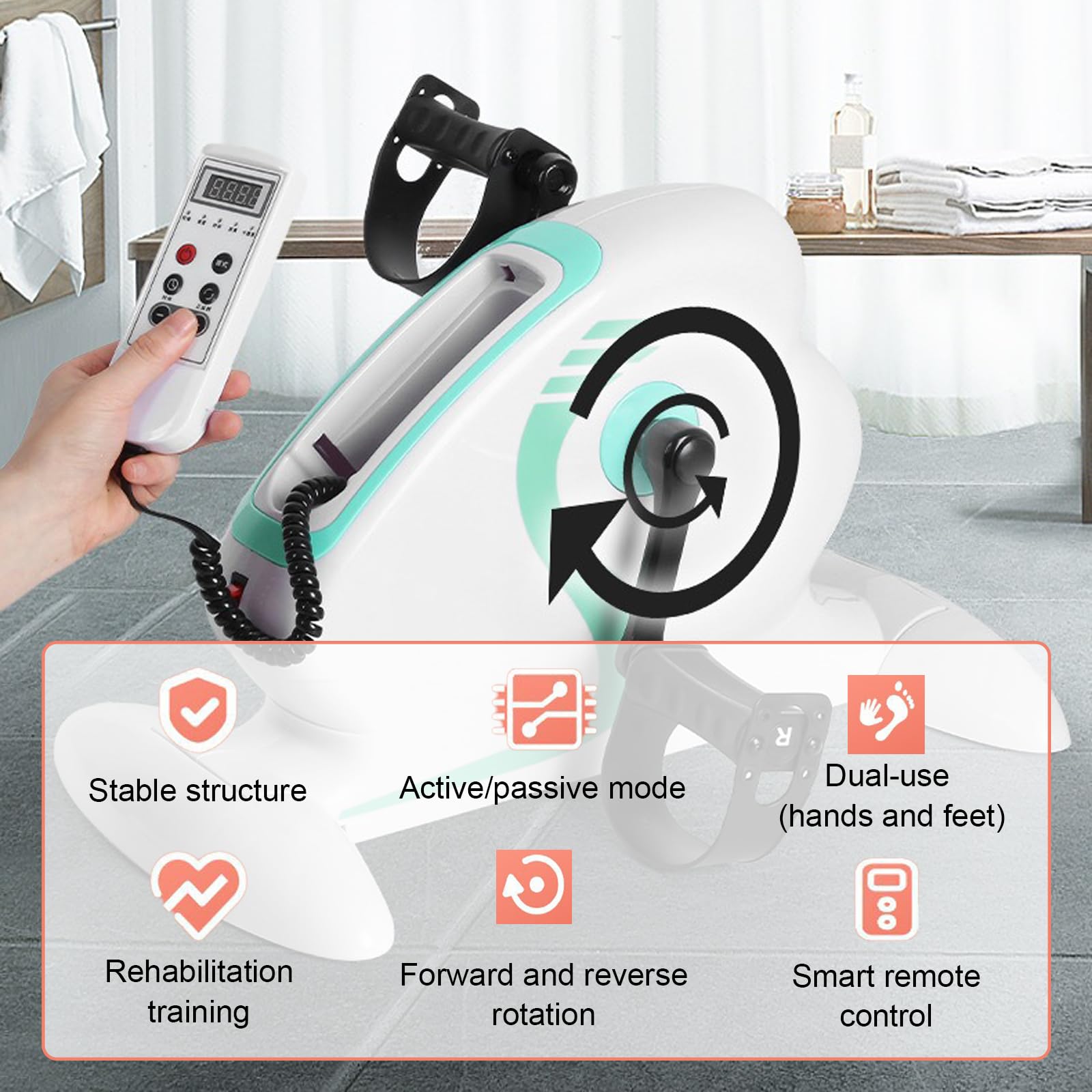 Elektryczny mini rower treningowy/stepper z pedałami, odpowiedni dla seniorów, regulowany i przenośny rower treningowy, sprzęt rehabilitacyjny, mini trenażer rowerowy