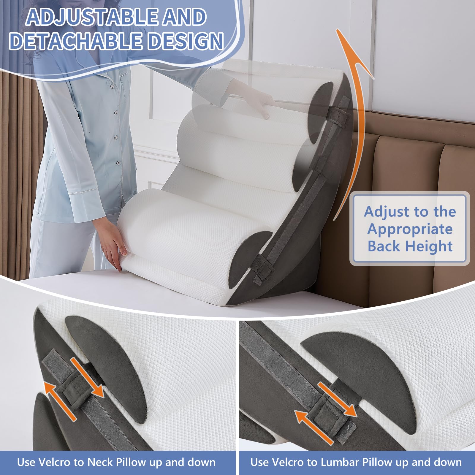 9PCS Orthopädisches Bett Keil Kissen Set, Post Chirurgie Schaum Kissen für Körper, Rücken und Beine Schmerzlinderung