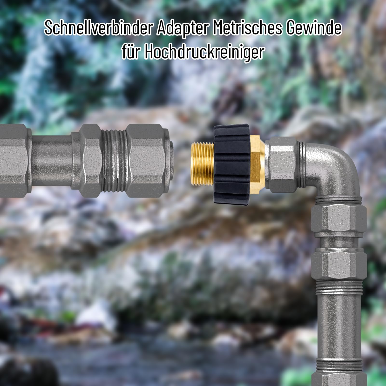 Adattatore rapido M22 x 1,5 filettatura metrica per idropulitrice ad alta pressione, adatto per Kärcher K, serie HD e HDs, accoppiamento in ottone con diametro interno di 15 mm