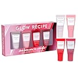 Mini Glass Balm Lip Treatment Gift Set Collection - Travel Size Set of 4 Hydrating Vegan Lip Balms with Hyaluronic Acid & High-Shine Finish