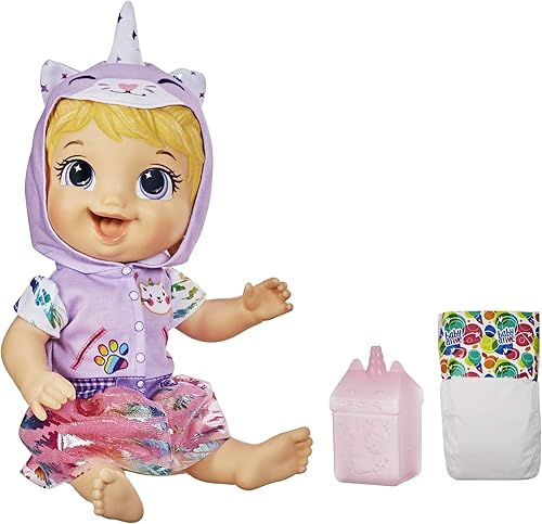 Baby Alive Tinycorns Doll, Unicorn, Accessories, Drinks, Wets, Blonde Hair Toy for Kids Ages 3 Years and Up
