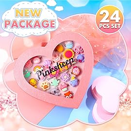 PinkSheep Little Girl Jewel Rings for Christmas, Adjustable, No Duplication, Girl Pretend Play and Dress Up Rings Christmas Gift