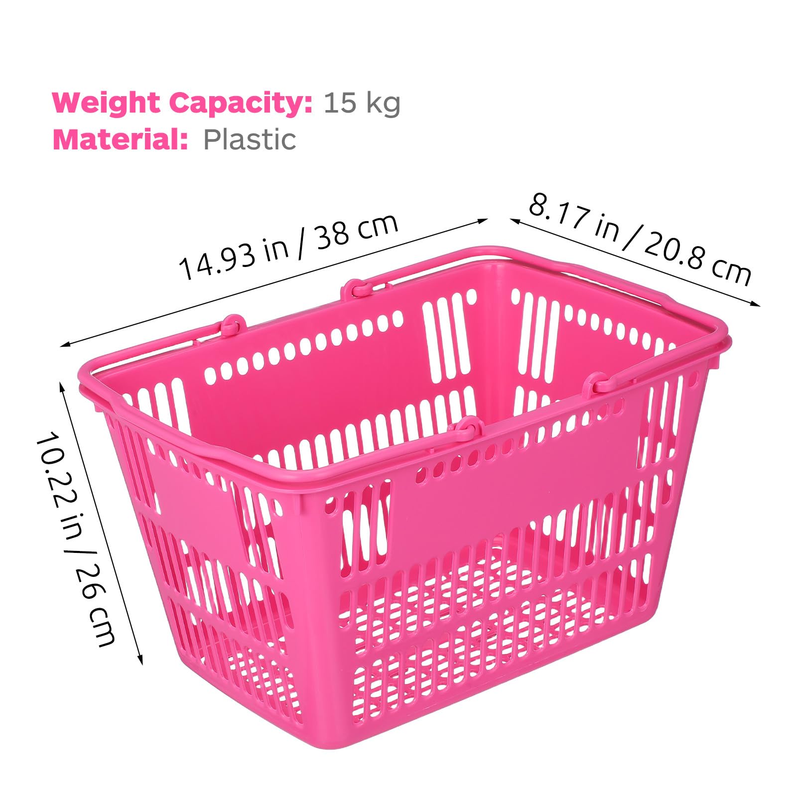 Cesta de Supermercado de Plástico Resistente con Gran Capacidad de Almacenamiento y Asas, Adecuado para Compras y Organización de Juguetes o Artículos Varios