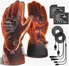 IRON JIA'S Gants Chauffants Moto Hiver Hommes 2025 Nouveau Port de Chargement USB 3000mAh Câble de Charge 2 en 1 écran Tactile Imperméable et Coupe-Vent Adaptés au Moto Randonnée Ski Alpinisme
