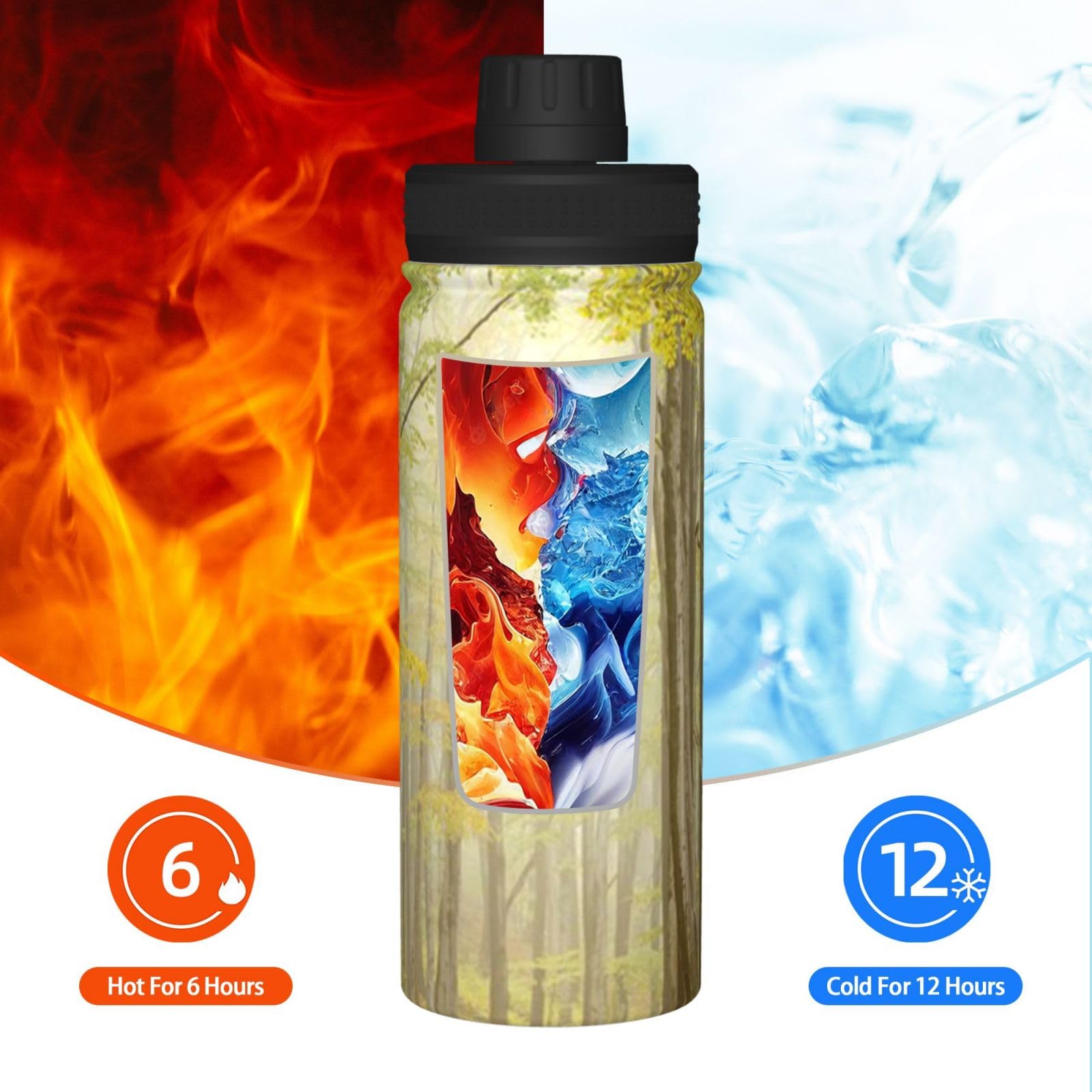 Forest Lane Print Wasserflasche Edelstahl Isolierflaschen 530 ml Sport Wasserflaschen für Männer Frauen