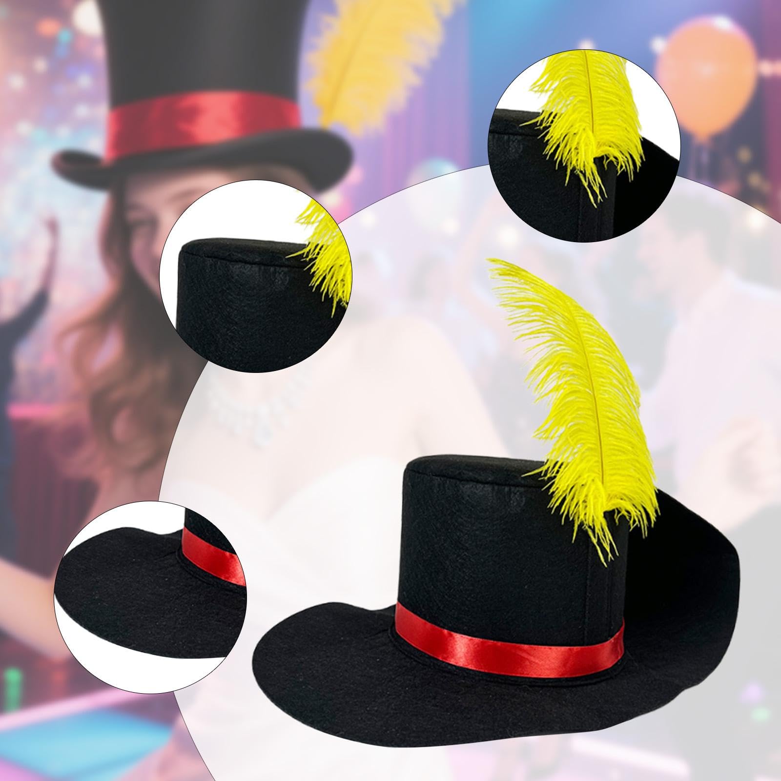 Vaveren Dress up Hat Magician Hat for Role Play Halloween Fancy Dress Masquerade Cosplay