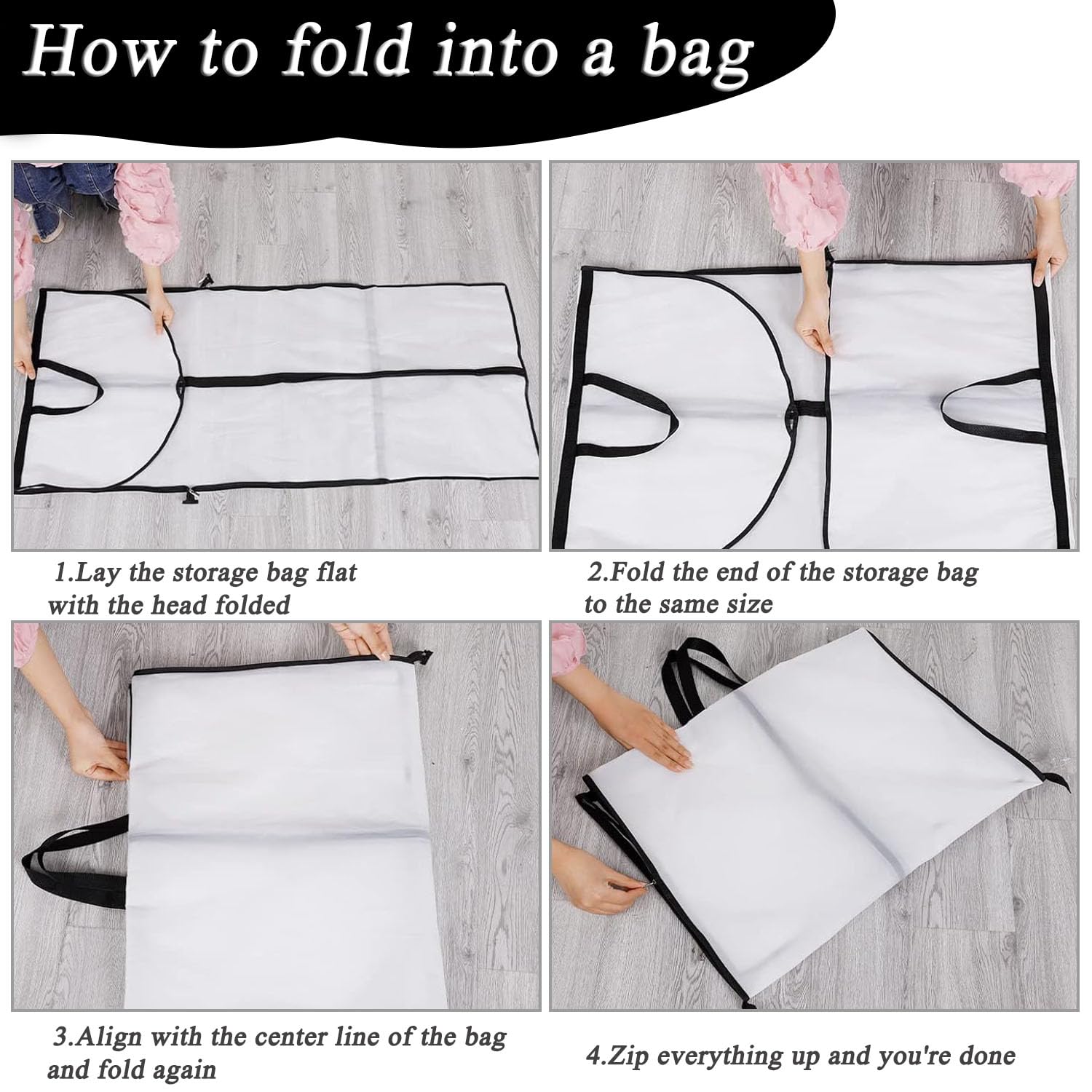 Long Dress Covers Bag Dust Proof Clothes Covers Moth Proof Garment Bag Wedding Dress Bag Folding Long Coat Cover for Coat Gowns Dresses Shirts Suits Jackets Storage (White) - Image 4