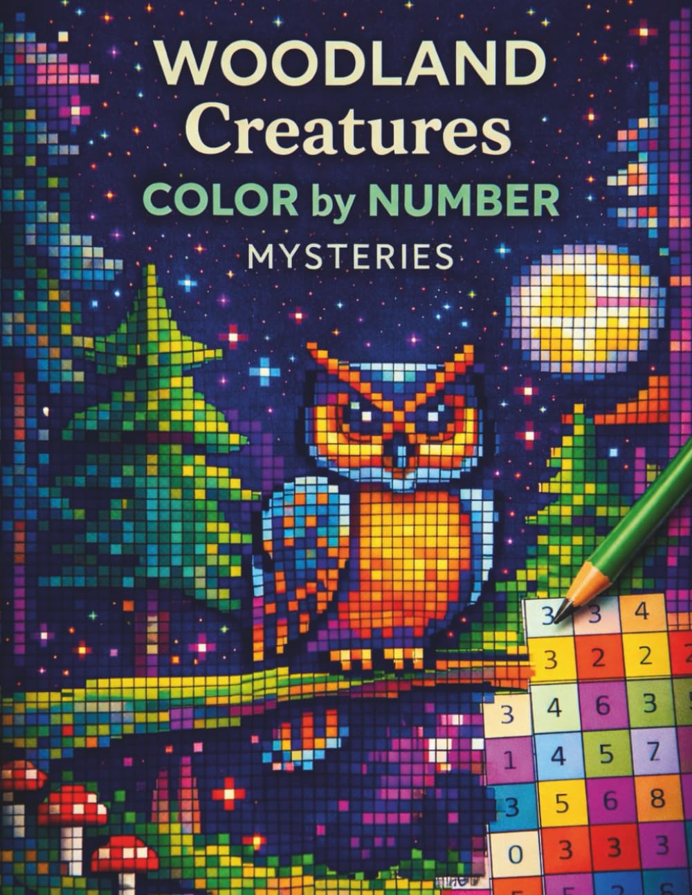 Woodland Creatures Mystery Mosaic Color by Number: A Hidden Pixel Art Color Reveal Puzzle Book for Teens & Adults