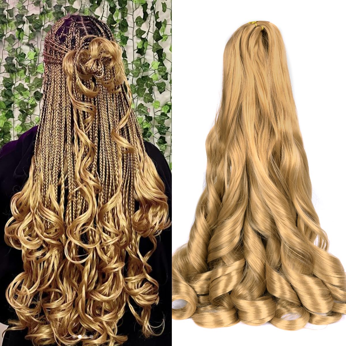 Curly Braiding Hair 24 inch Loose Wavy 8 Pack Bouncy French Curly Braiding Hair extensions 75g/Pack 27# French Curls Synthetic Crochet Hair Extensions(24 Inch,8 Packs,27#)