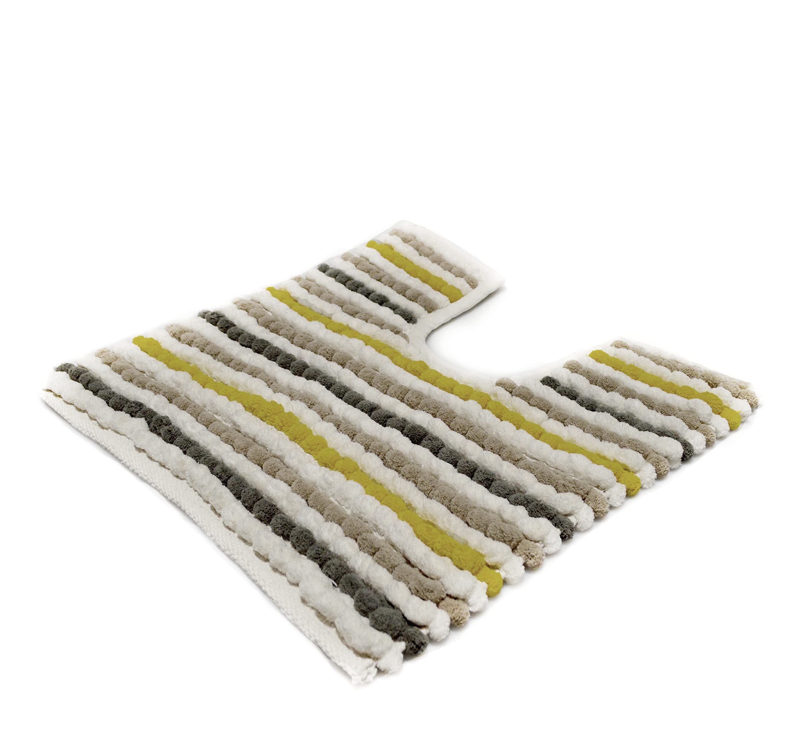 Allure Striped Chunky Bobble Toilet Mat 50 x 50cm – Thick, Hand-Woven, Super Soft Pedestal Mat (Mustard)OEKO-TEX STANDARD 100