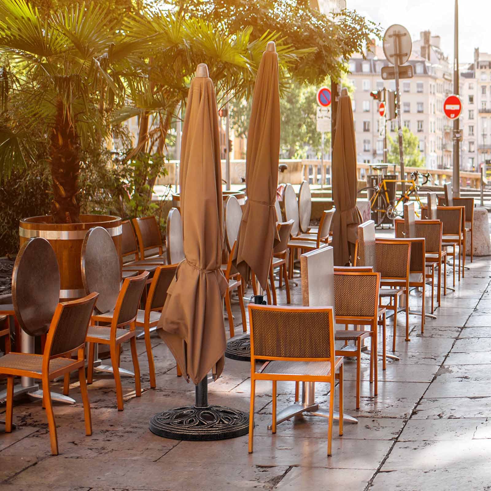 KOMFOTTEU Metalowy stojak na parasol przeciwsłoneczny, stojak na parasol 38/48 mm, nierdzewny i wytrzymały, stojak na parasol balkonowy i podstawa parasola przeciwsłonecznego, na targ, taras, do