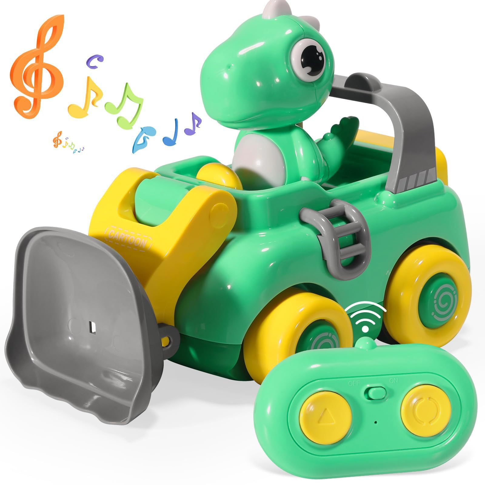 Coche teledirigido a partir de 3 años, juguete de excavadora de dinosaurios, con luces y música, para coche RC a partir de 2, 3, 4, 5, 6 años, juguete para exteriores, pequeños regalos para