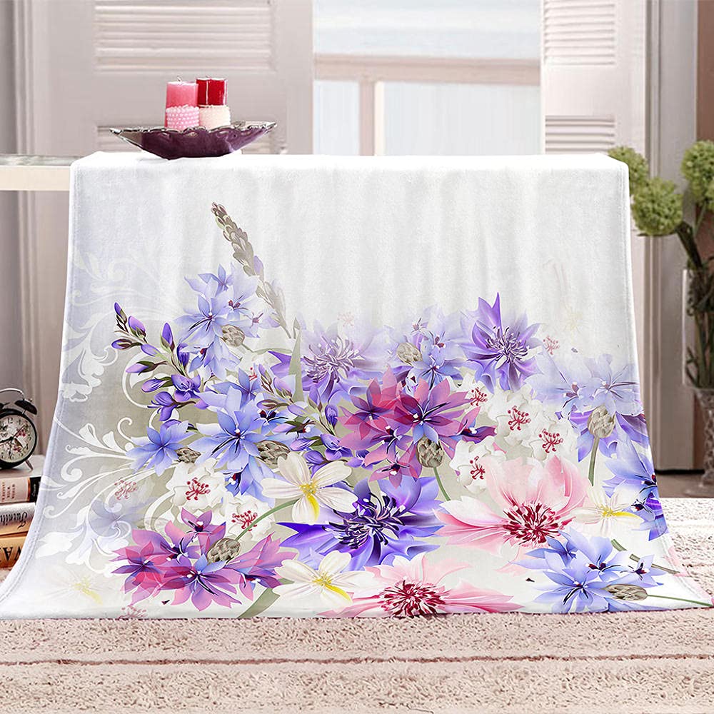 Brand Sseller Coperta In Flanella Di Cotone 150x200 Cm Con Motivo Floreale Morbida E Calda