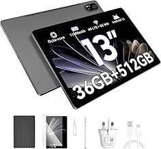 Blackview 13 inch Tablet Android 15 Gaming Tablet with SIM Card Slot, Pen,Case, 36GB + 521GB (Up to 2TB), 11000 mAh, 13MP + 50 MP AI Camera, 4G LTE, 5G WiFi, GPS- MEGA 8