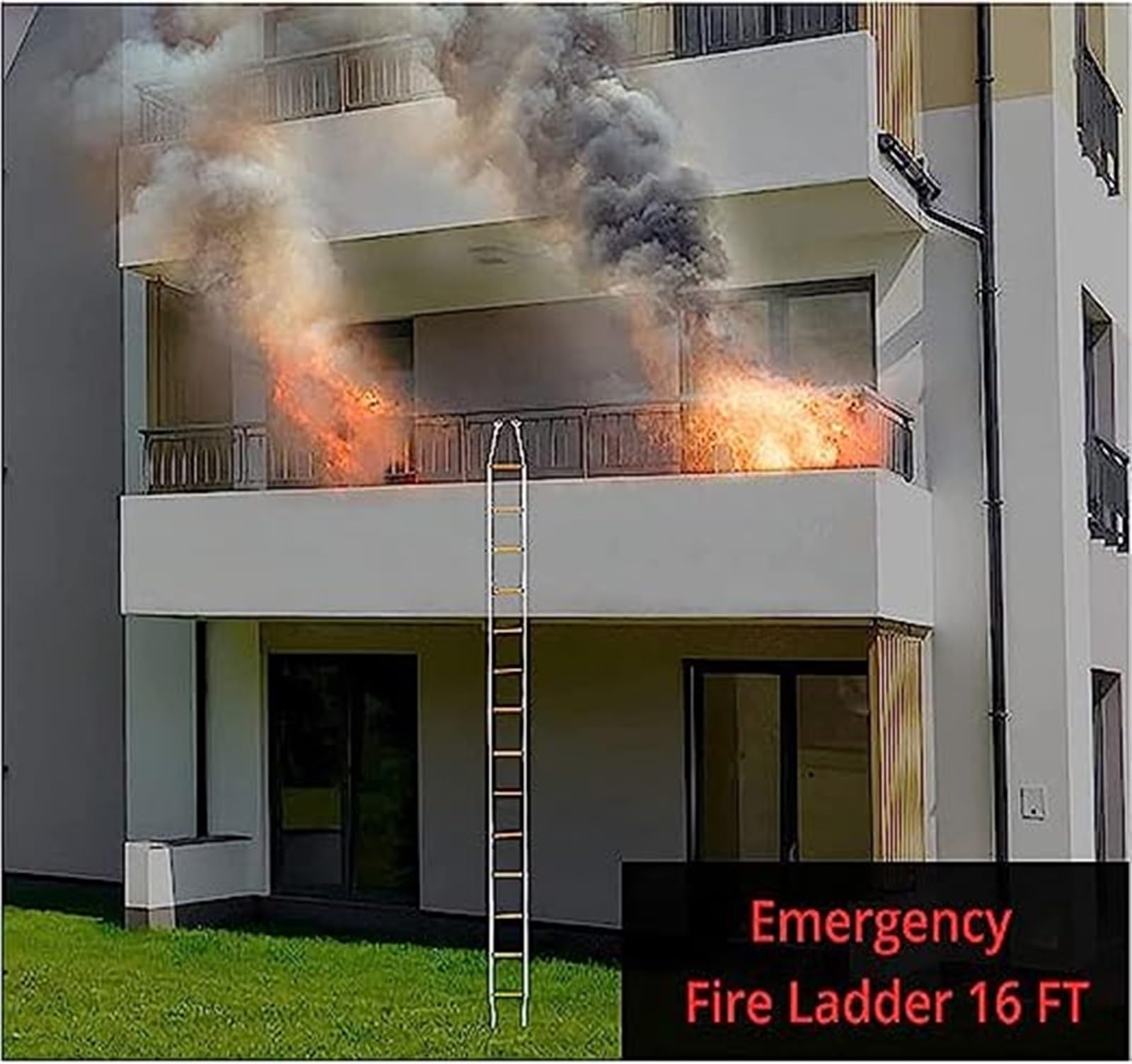 Escalera de cuerda portátil para escape de incendios de emergencia, solución de seguridad resistente al fuego para el hogar, 25 pies, capacidad para 2 personas, ideal para proteger a tu familia